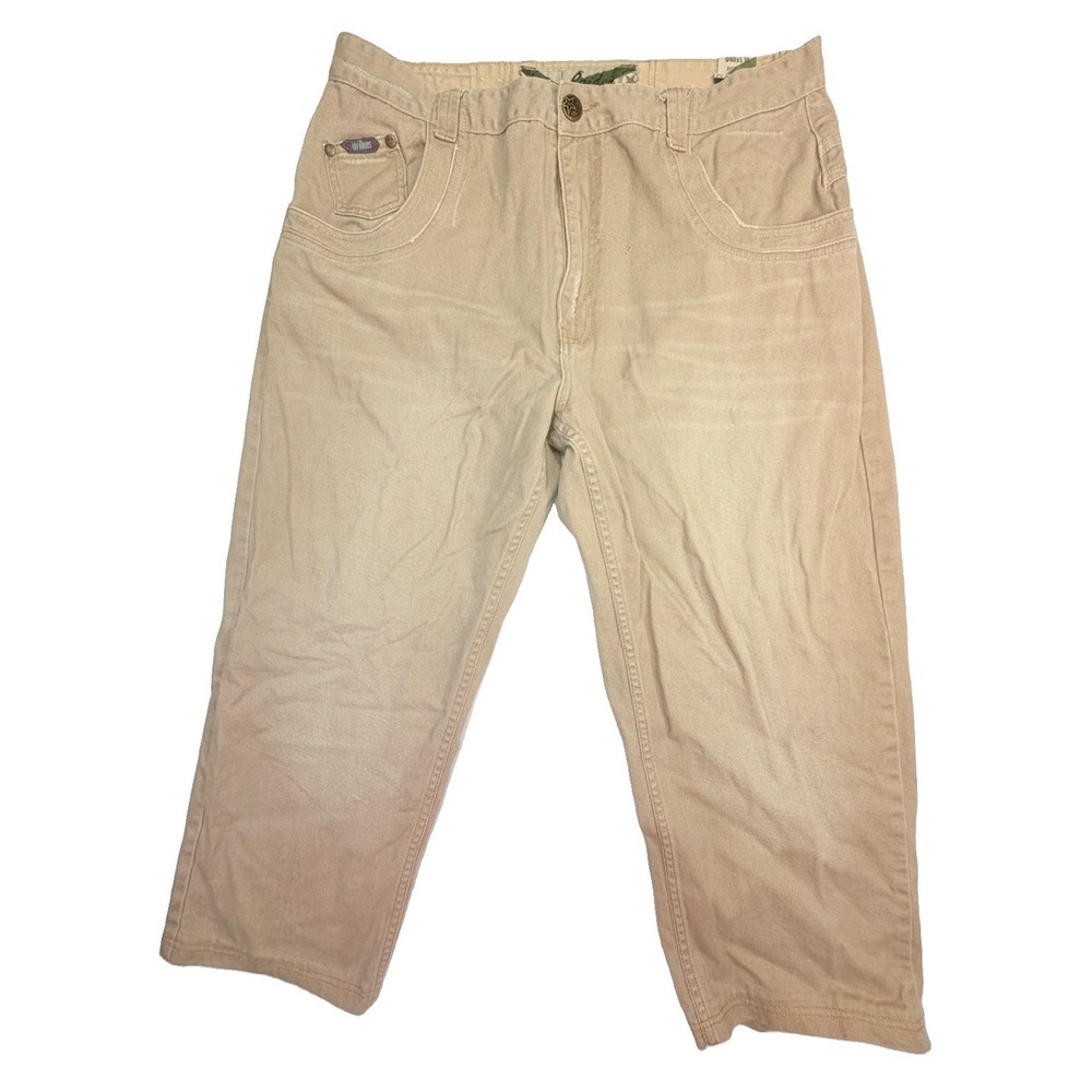 Infamous Raider Carpenter Jeans Men's 40x34 Beige Wide Leg Skater Y2K Denim
